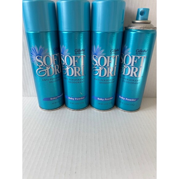 Gillette Soft & Dri Anti-Perspirant Aerosol Deodorant Baby Powder scent Lot of 4 - Picture 2 of 3
